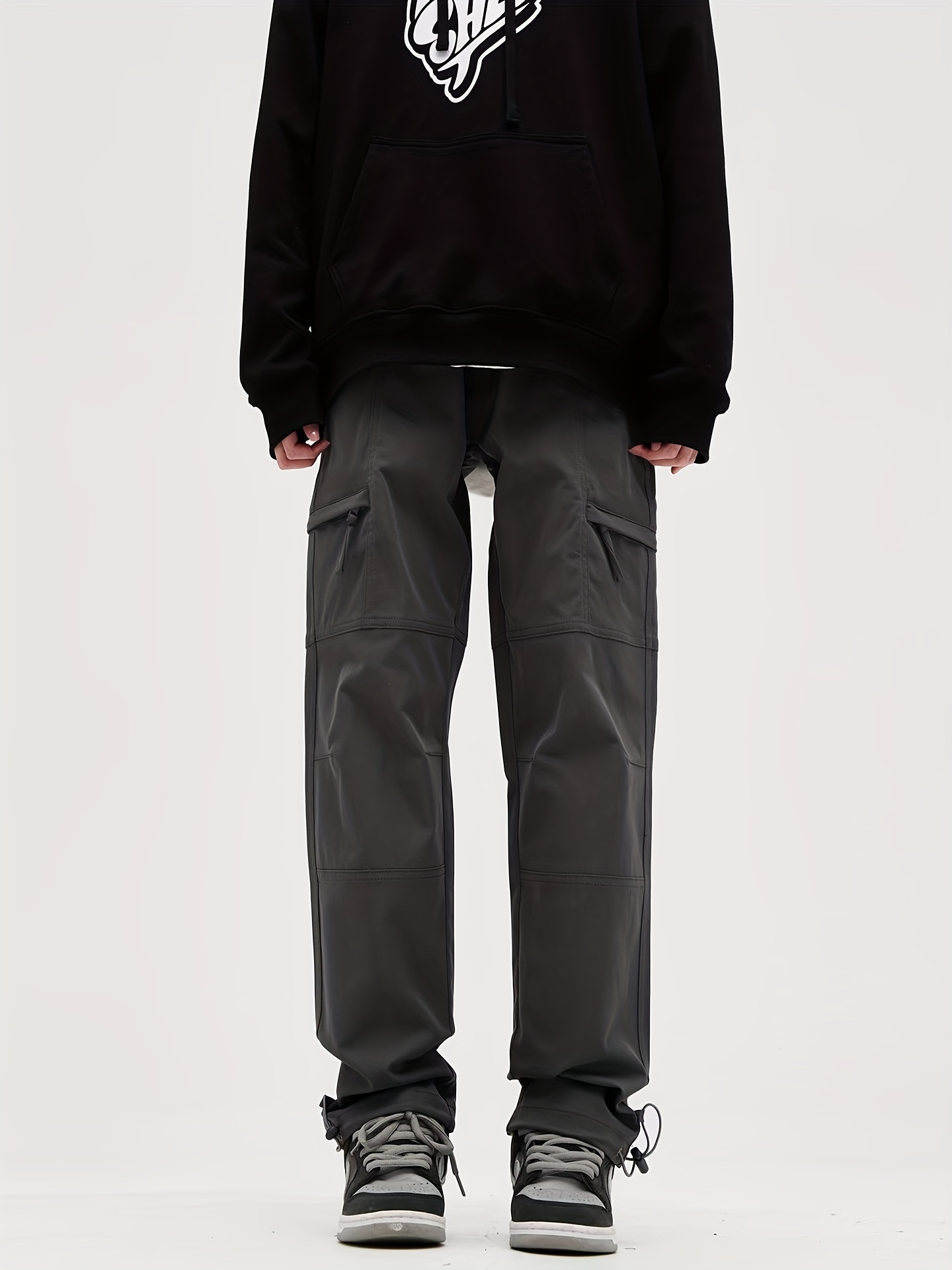 straight black pants for men and women outdoor waterproof mountaineering wide leg pants loose casual large size overalls details 2