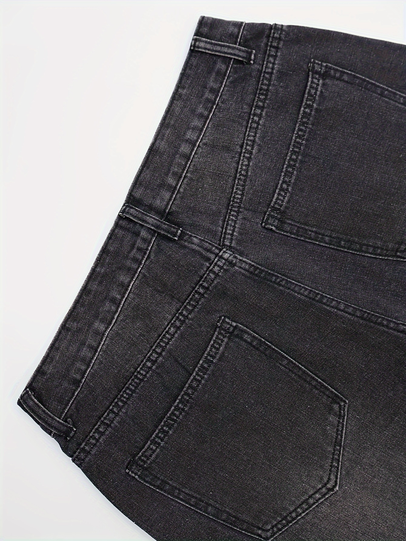 vintage inspired embroidered solid color washed denim jeans for men rayon loose fit machine washable details 3