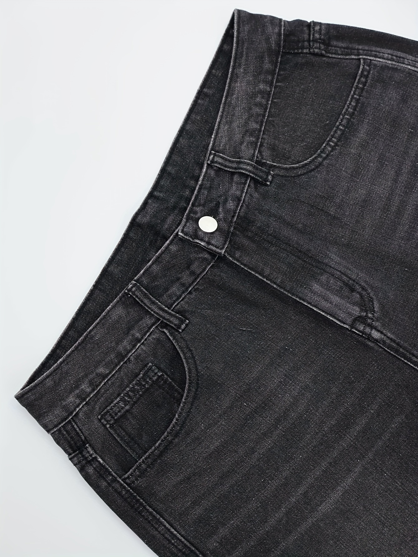 vintage inspired embroidered solid color washed denim jeans for men rayon loose fit machine washable details 4