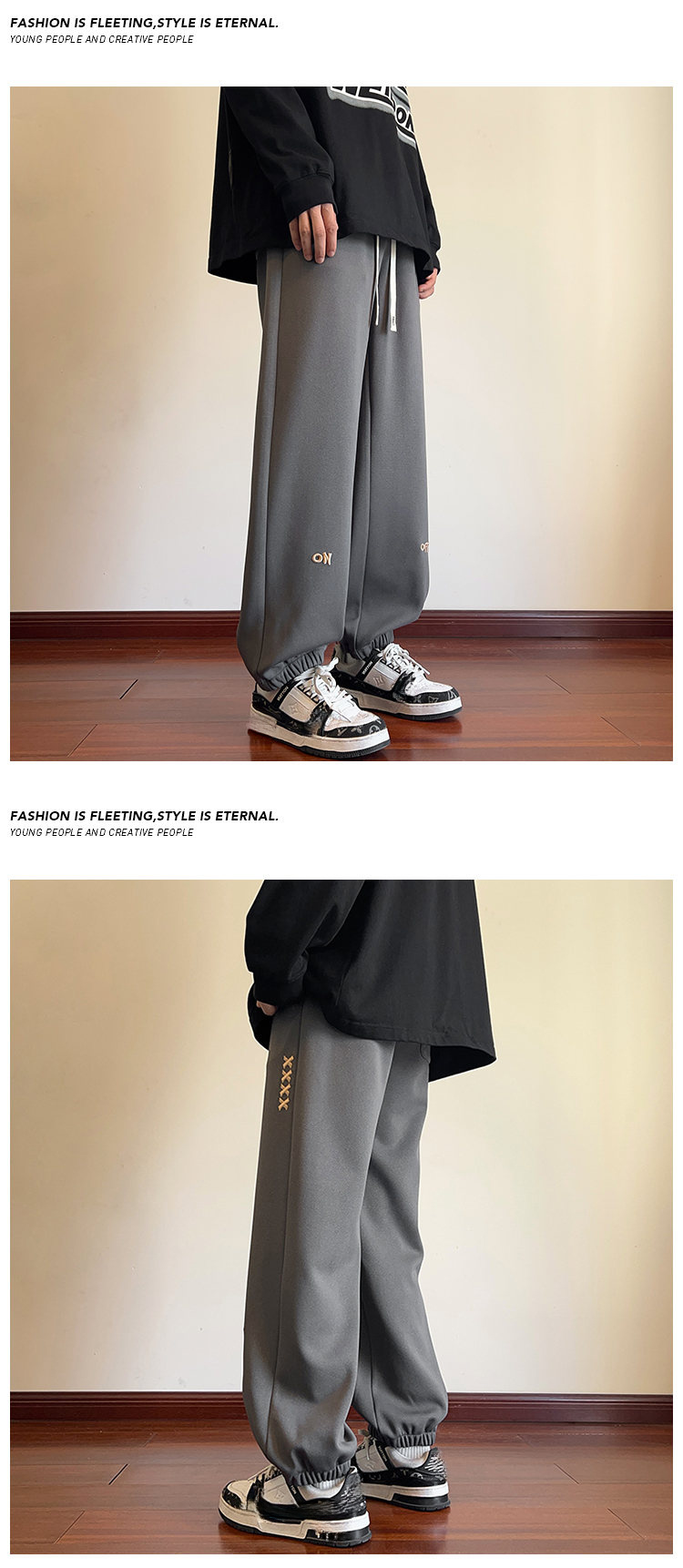 mens off embroidery pants with pockets casual drawstring joggers for outdoor activities gift details 7