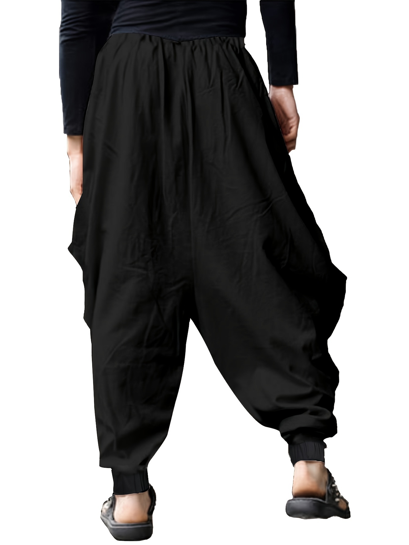 mens casual relaxed version of trousers solid color haren pants details 5