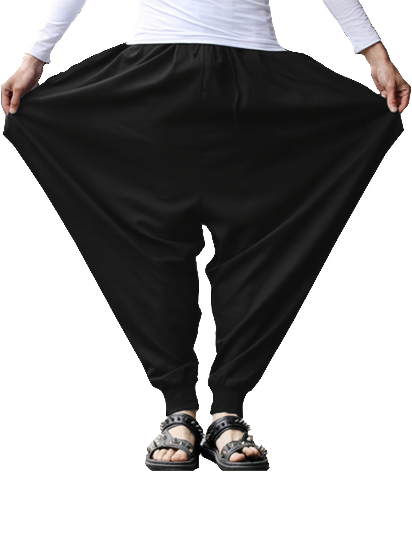 mens casual relaxed version of trousers solid color haren pants details 6