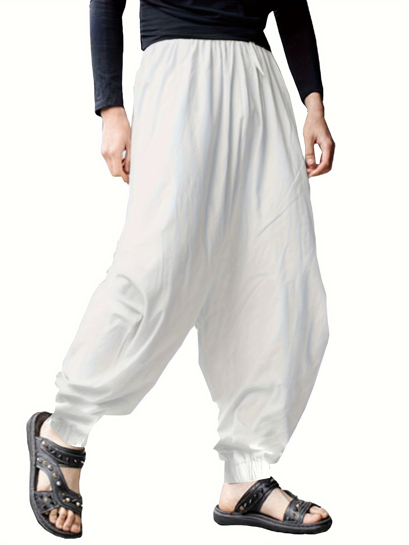 mens casual relaxed version of trousers solid color haren pants details 13