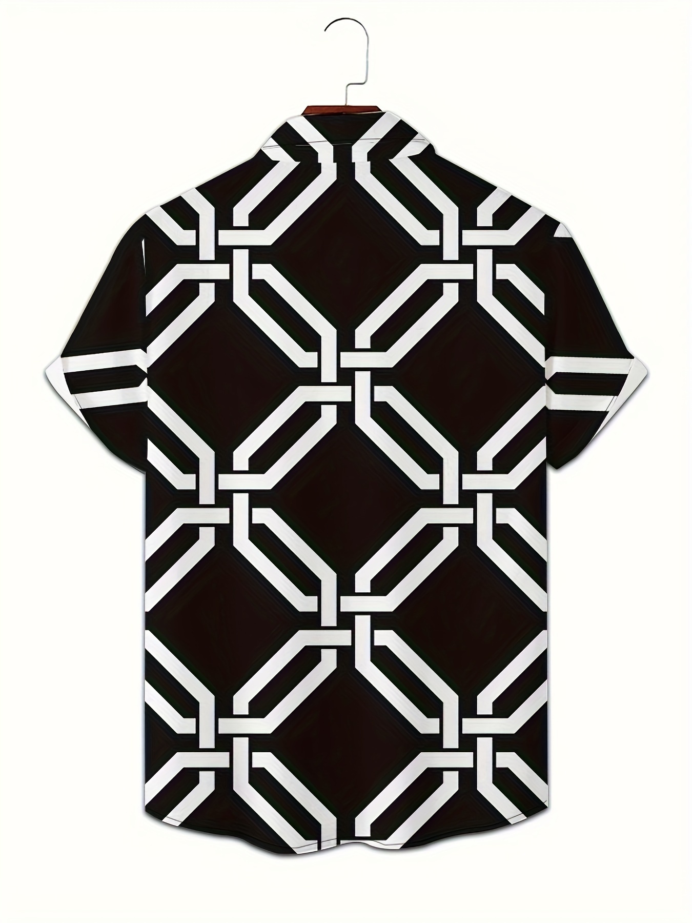 mens color geometric pattern 3d print casual shirt button front short sleeve top mens clothes for daily wear party details 2