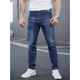 Men's Casual Skinny Jeans, Chic Street Style Stretch Jeans