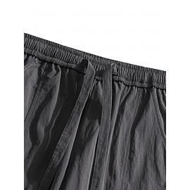 Relaxed Fit, Men's Vintage-Inspired Cargo Pants - Nylon, Casual Fit with Drawstring Waist for Spring/Fall