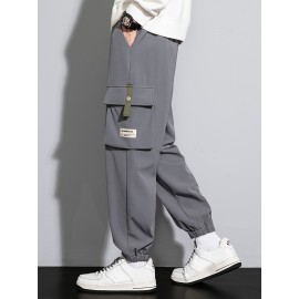 Men's Casual Flap Pocket Thin Cargo Pants, Chic Loose Fit Joggers For Outdoor Activities