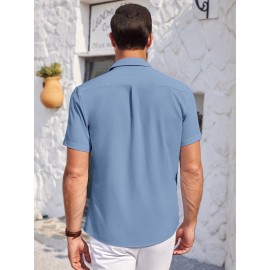 Mens Summer Beach Shirt Short Sleeve Shirts Casual Button Down Shirts Wrinkle Free