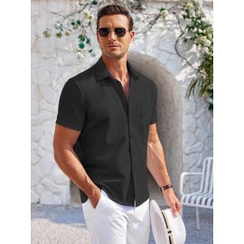 Mens Summer Beach Shirt Short Sleeve Shirts Casual Button Down Shirts Wrinkle Free
