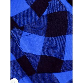 Men's Casual Long Sleeved Shirt, With A Collar Design And Checkered Pattern That Exudes Vitality, And Pocket Design That Is More Convenient.