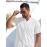Men's Casual Button Down Cotton Shirts Short Sleeve Band Collar Beach Summer Shirt Tops