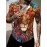 1pc Men'S Casual Short Sleeve Shirt with 3D Lion Print, Polyester Woven Fabric, Slight Stretch, Regular Fit, Lapel Collar - Animal Pattern Design