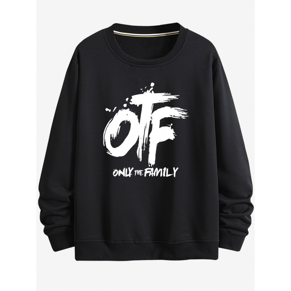 OTF printed hoodie, casual round neck pullover hoodie, long sleeves, suitable for spring and autumn, comfortable and fitted